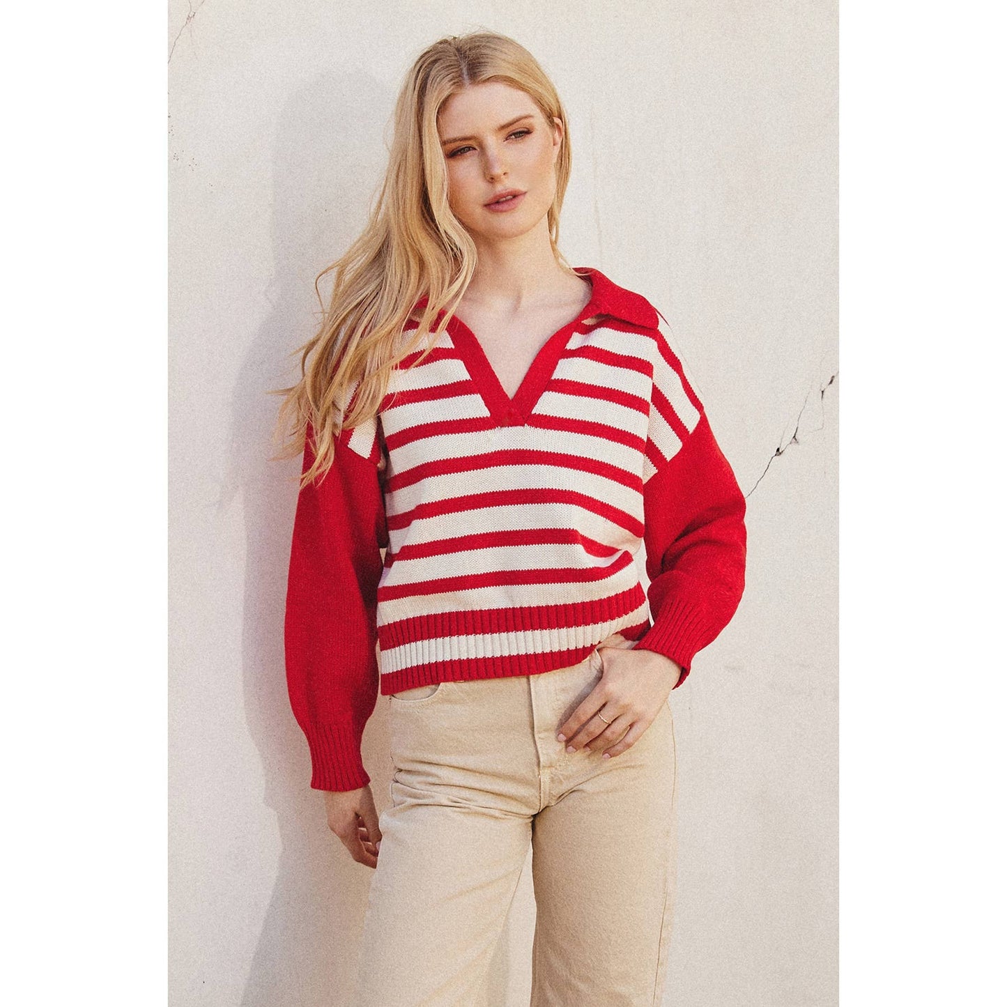 Solid And Striped Collared Sweater~SALE $32.80~