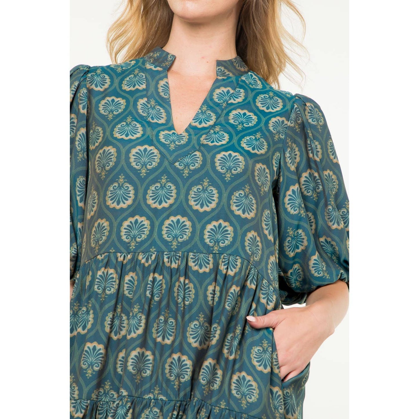 Teal Print Dress~SALE $46.40~
