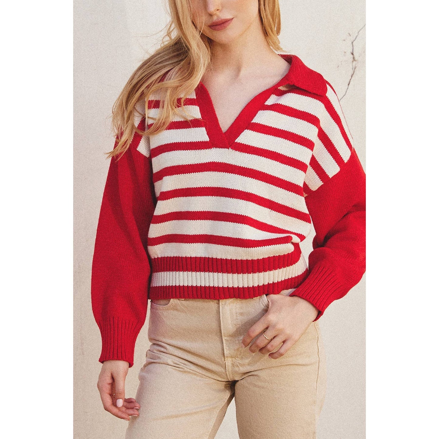 Solid And Striped Collared Sweater~SALE $32.80~