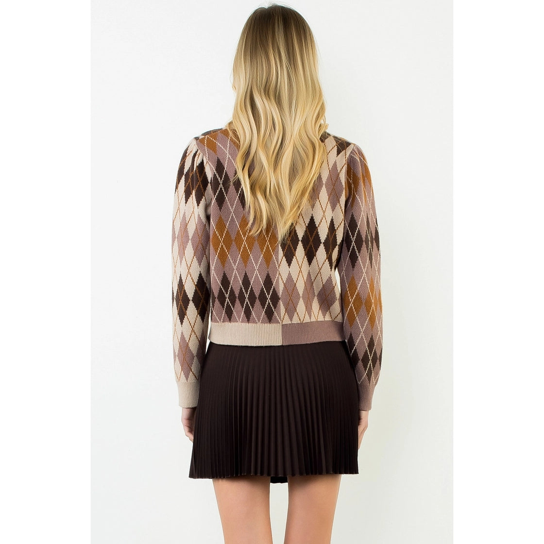 Argyle Print Cardigan Sweater