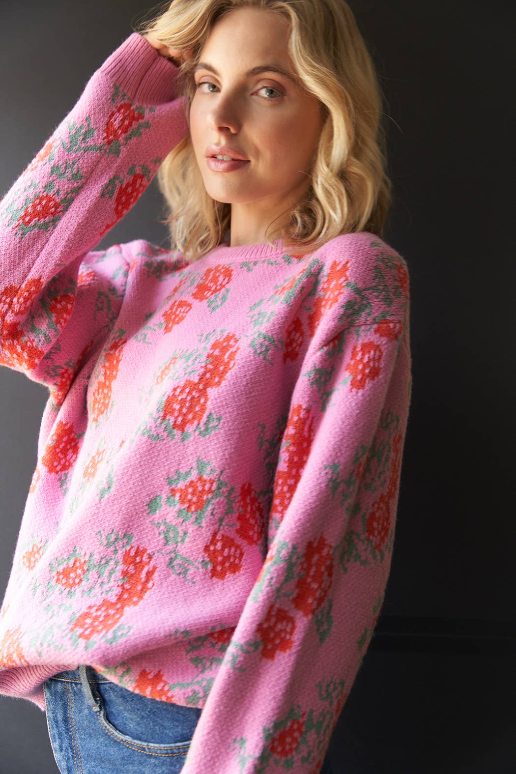 Rose Print Sweater