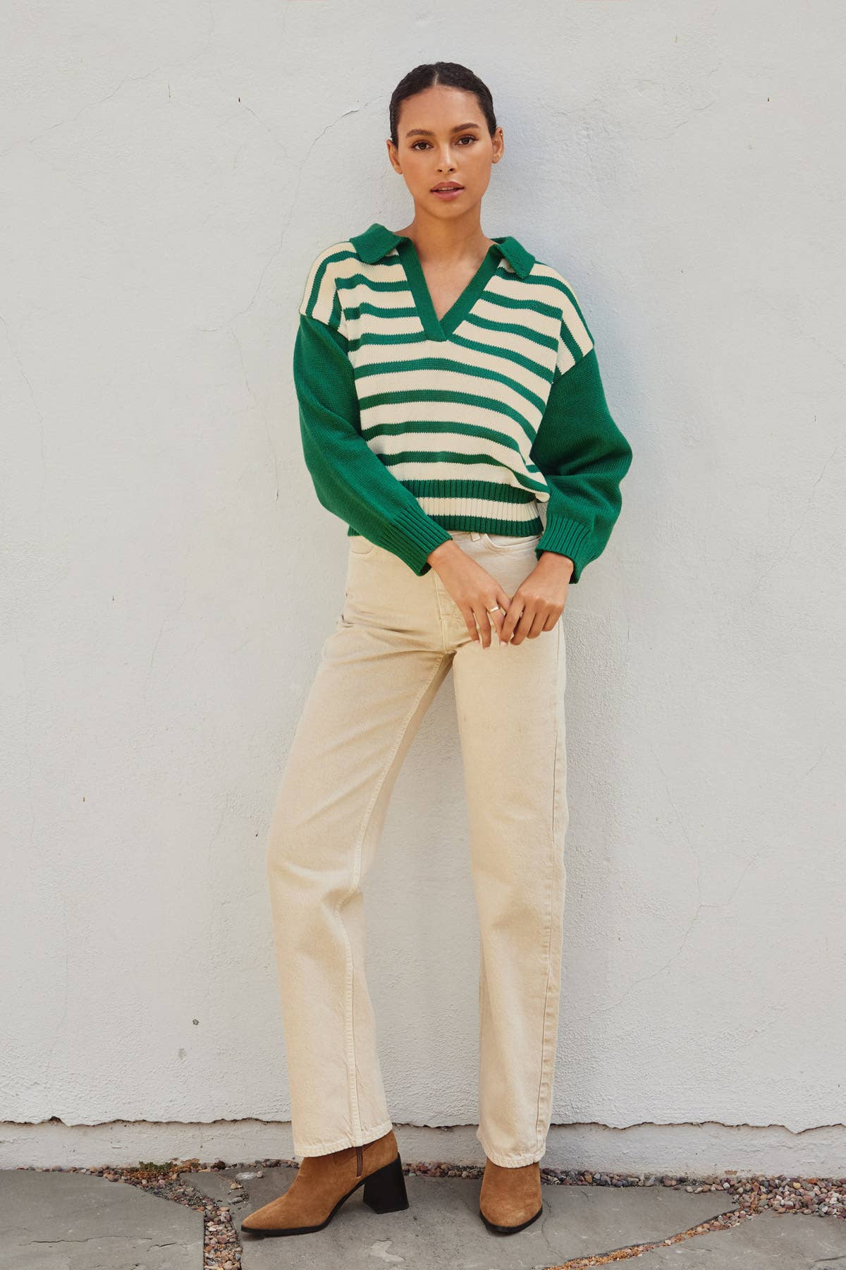 Solid And Striped Collared Sweater~SALE $32.80~