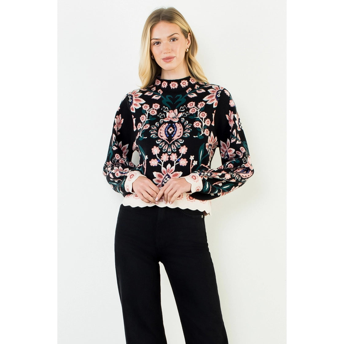 Myla High Neck Floral Sweater