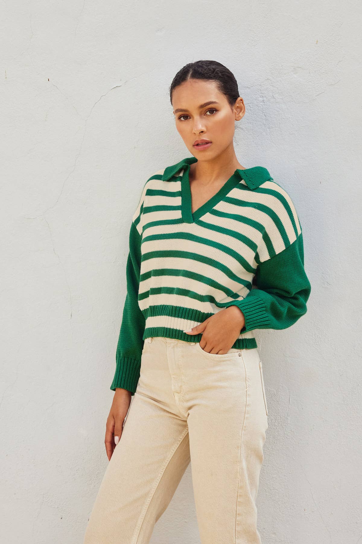 Solid And Striped Collared Sweater~SALE $32.80~