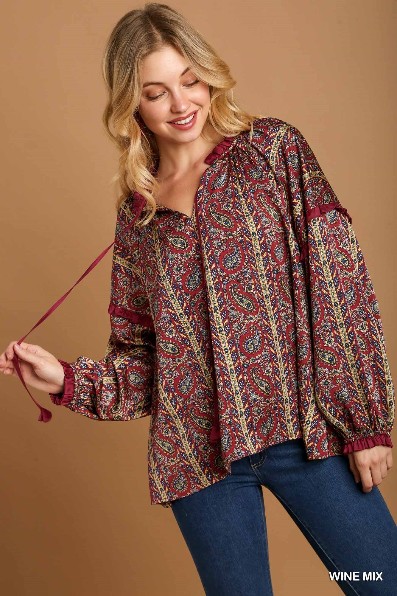 Paisley Printed Blouse (More Colors) ~SALE $29.60~