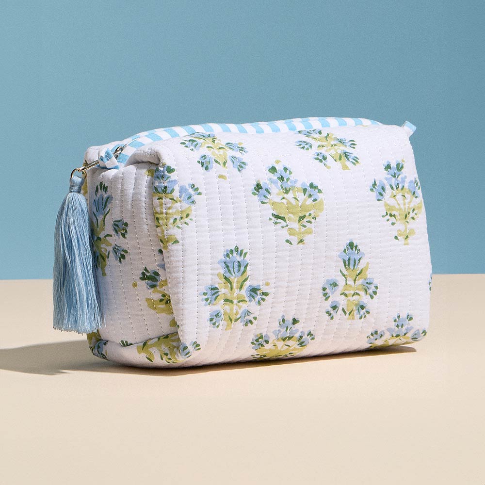 Quilted Floral Cosmetic Pouch