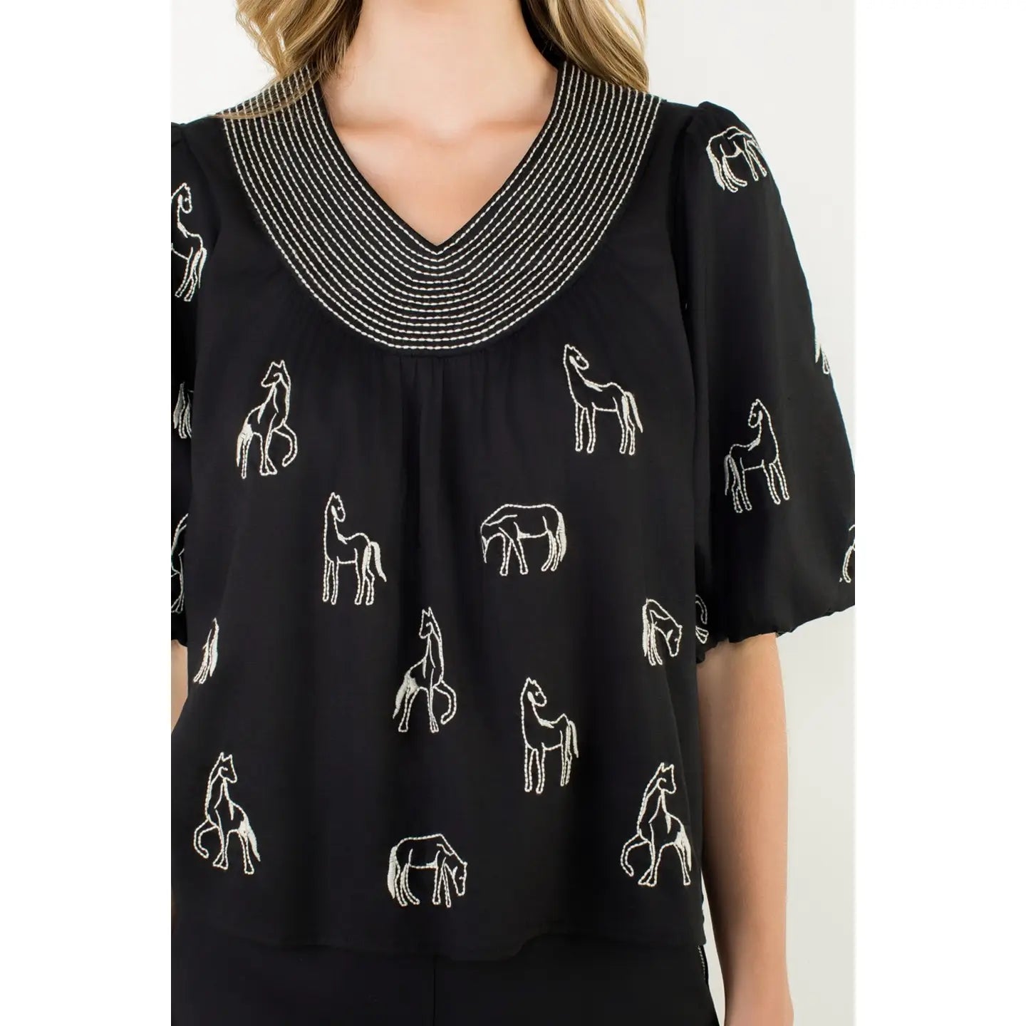 Embroidered Horse Blouse