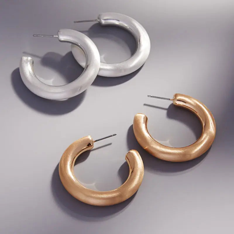 Polish Satin Hoop Earring