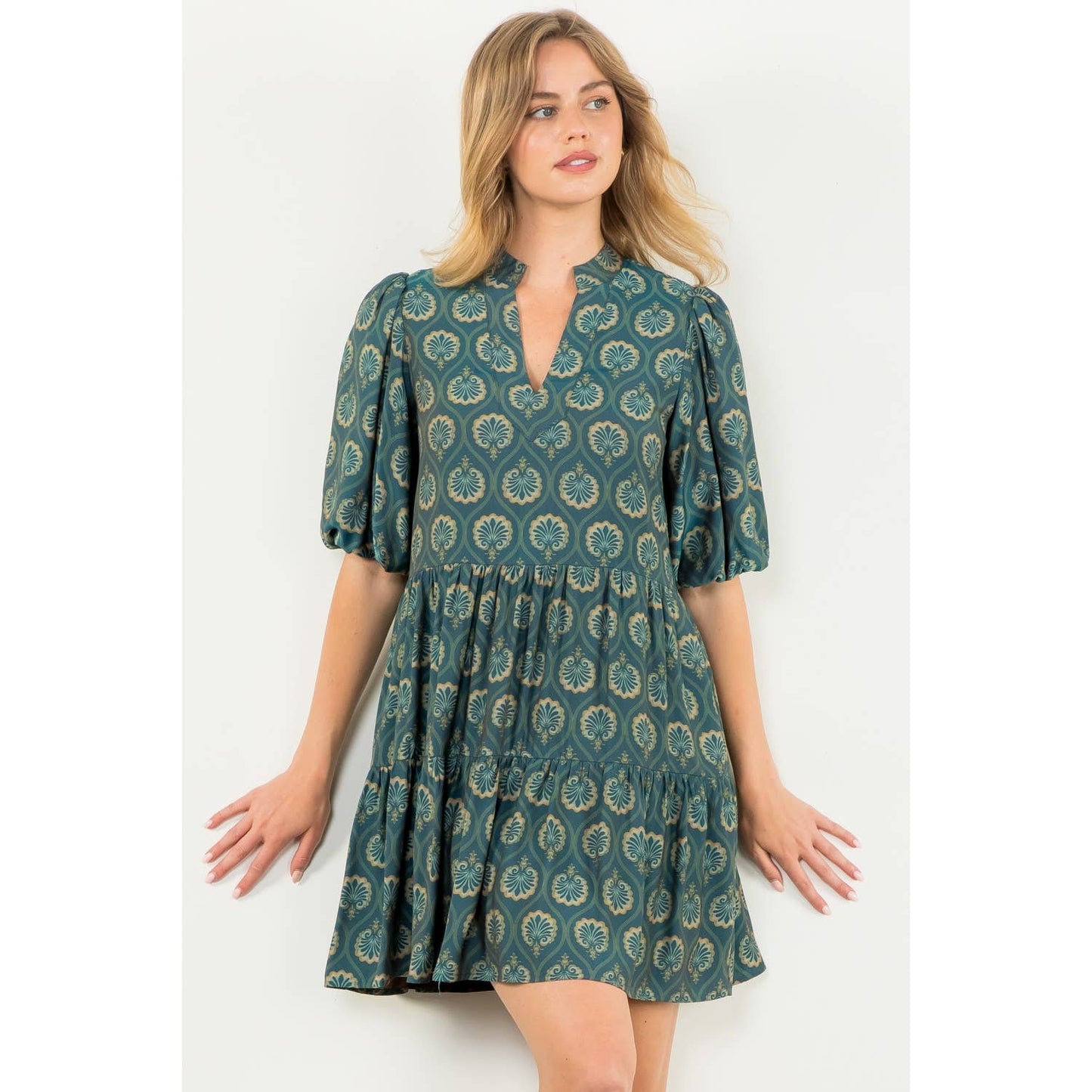 Teal Print Dress~SALE $46.40~