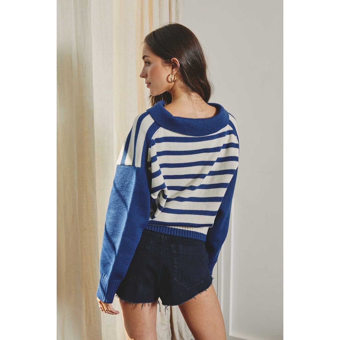 Solid And Striped Collared Sweater~SALE $32.80~