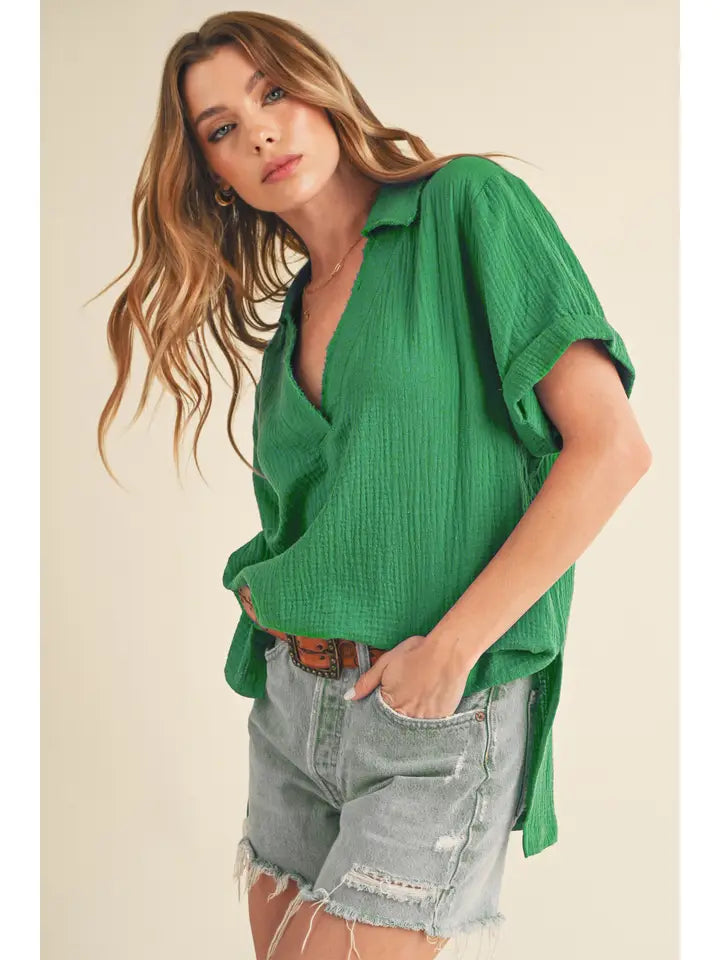 Jamy Collared Top ~SALE $19.20~