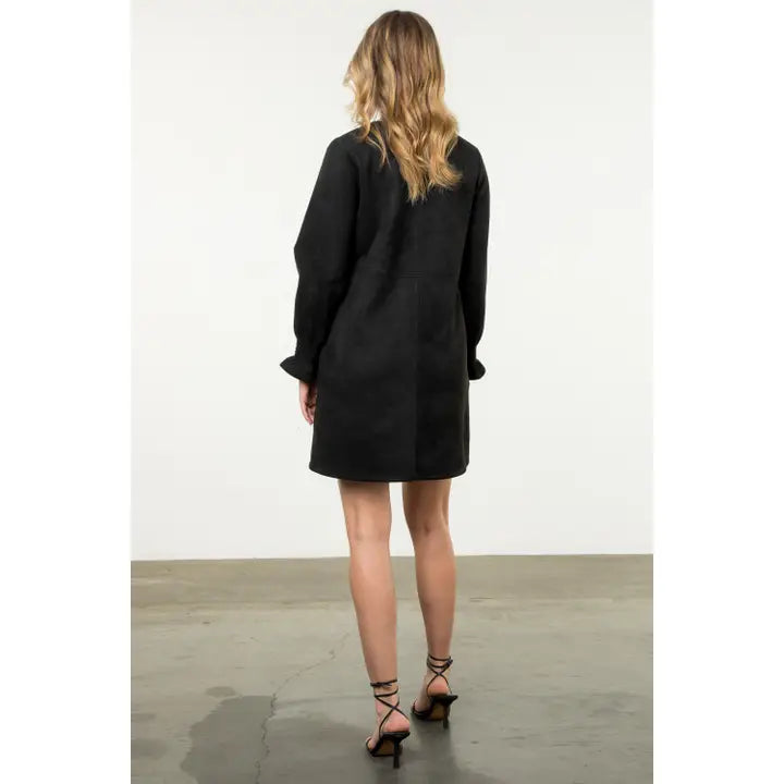 Long Sleeve Suede Dress