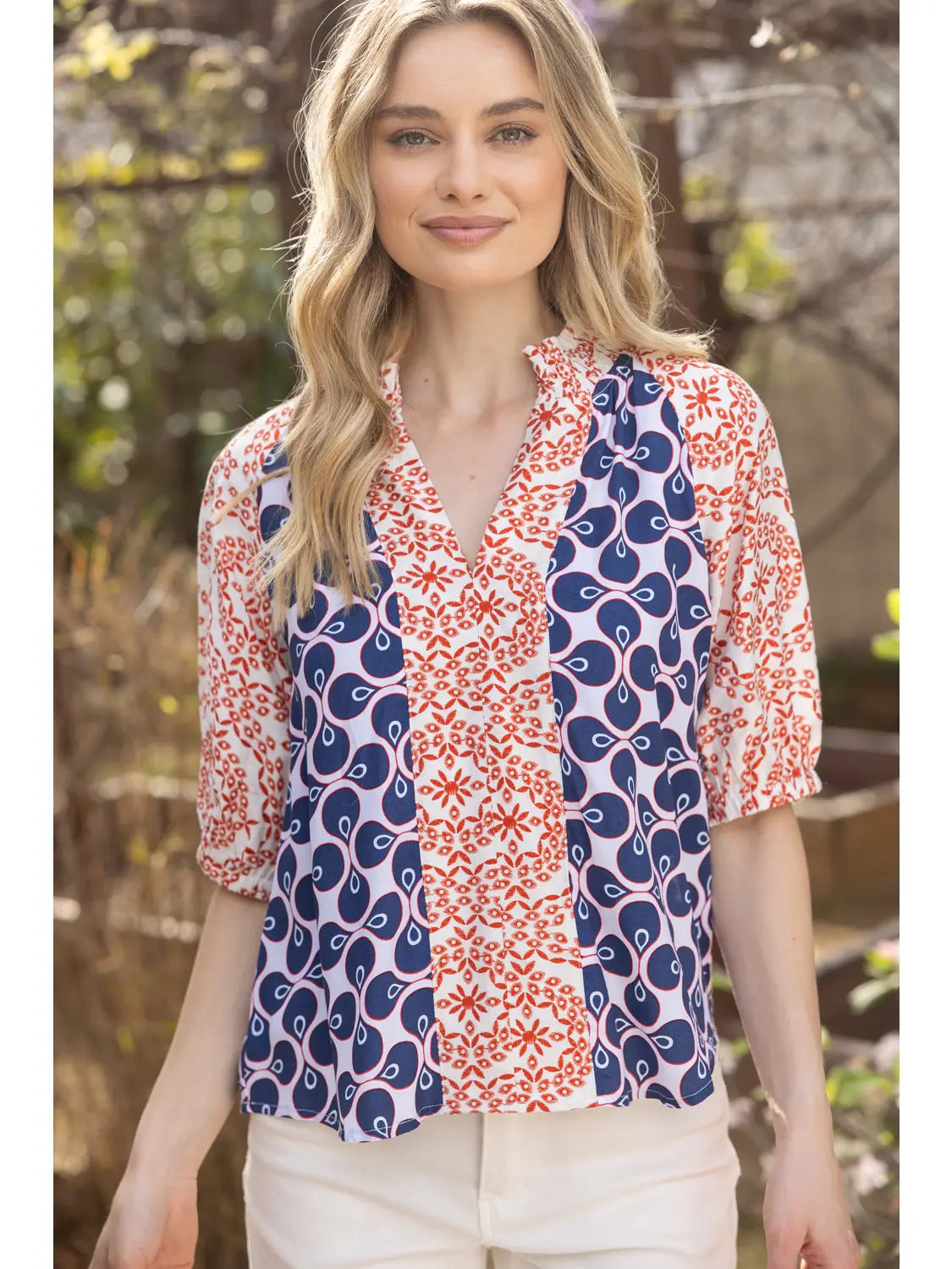 Kori Mixed Print Top