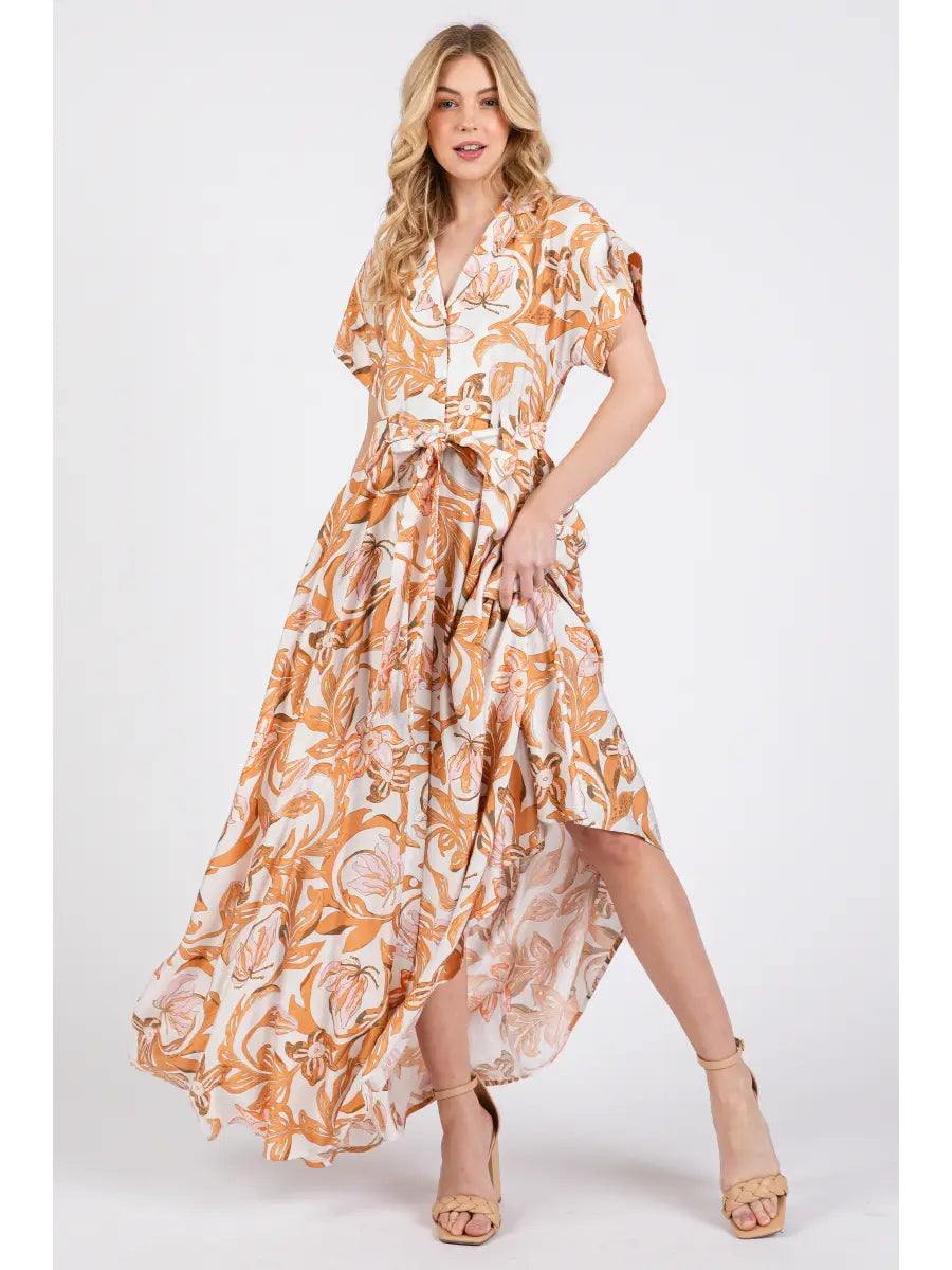 Printed Button-Down Maxi Dress (More Colors)