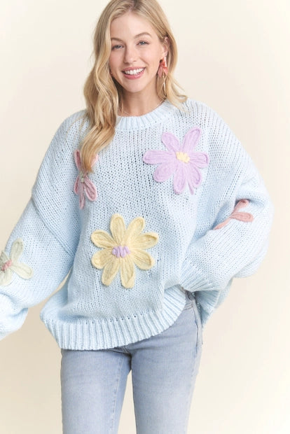 Flower Applique Sweater (More Colors) ~SALE $35.20~