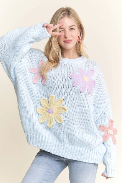Flower Applique Sweater (More Colors) ~SALE $35.20~