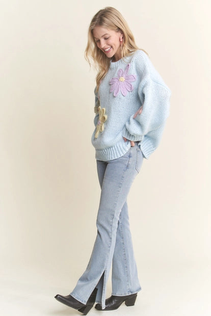 Flower Applique Sweater (More Colors) ~SALE $35.20~