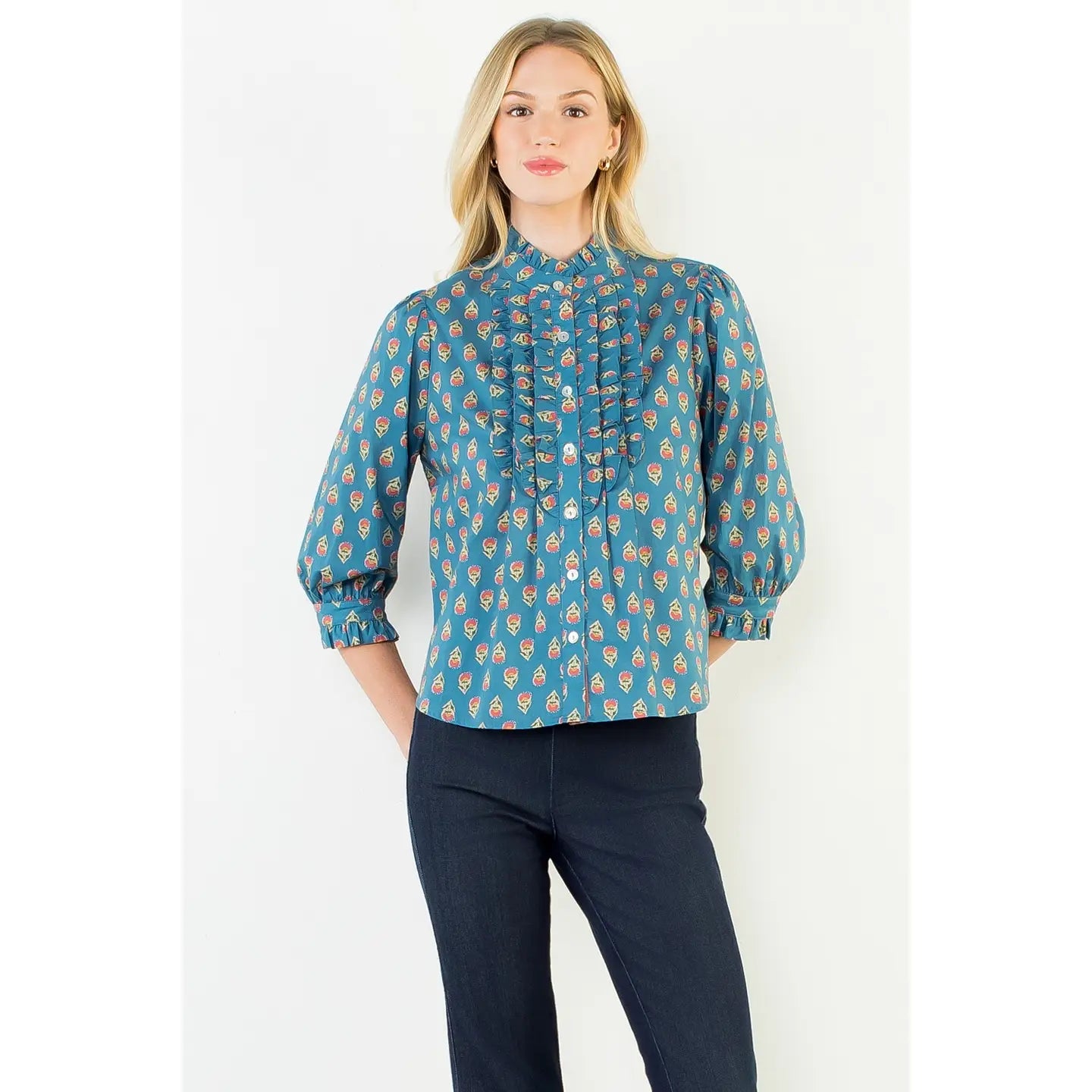 Gretchen Printed Ruffle Top