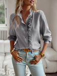 Ruffle Stripe Button Down