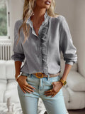Ruffle Stripe Button Down