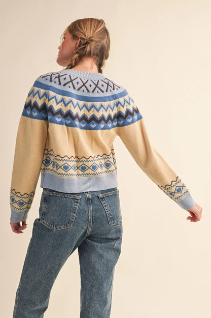 Fair Isle Heart Sweater Cardigan