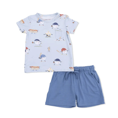 Baseballs Playing Baseball Tee & Short Set