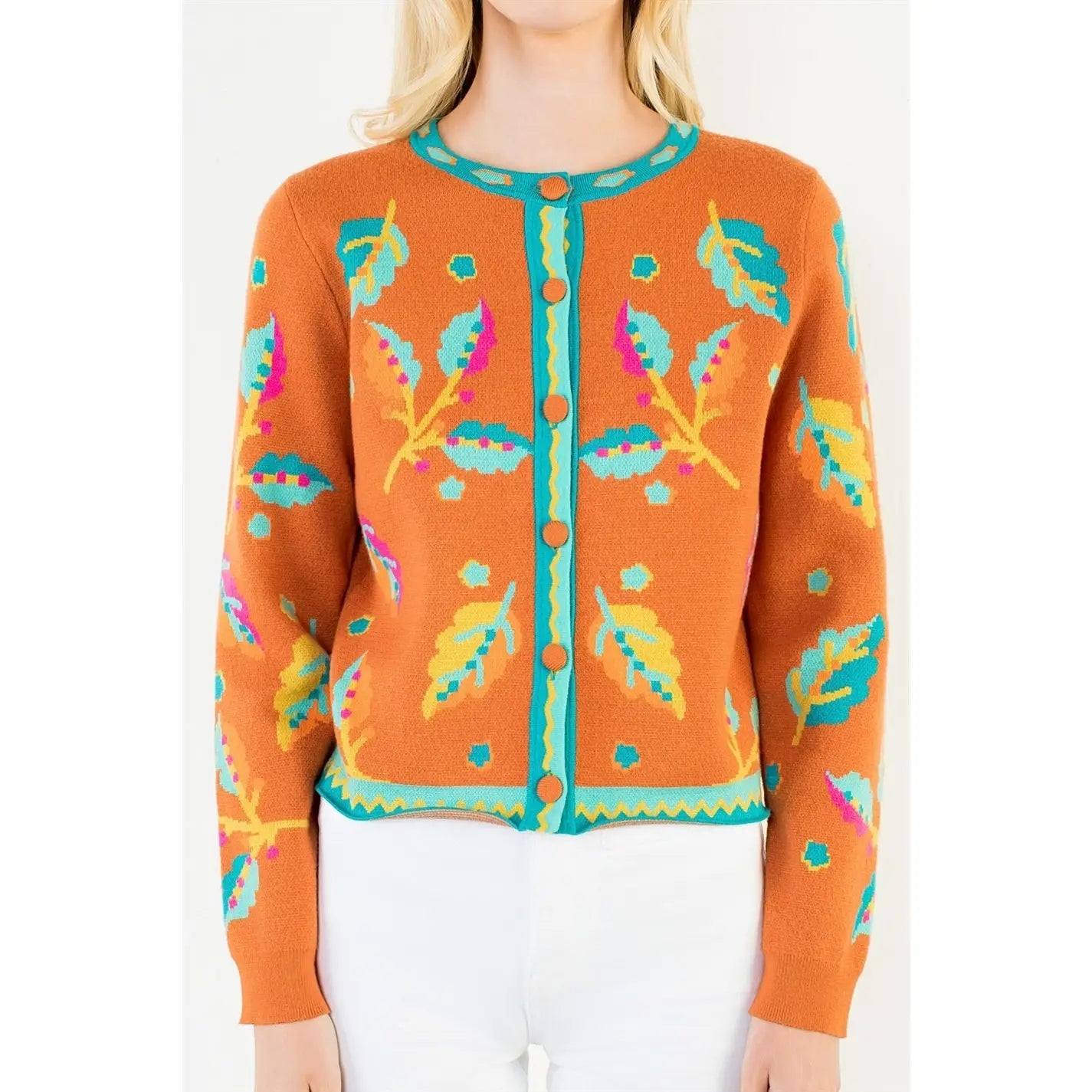 Lena Collarless Cardigan Sweater