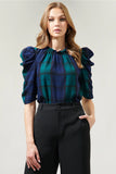 Plaid Drape Top