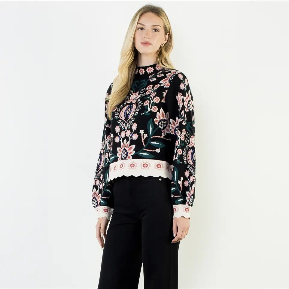 Myla High Neck Floral Sweater