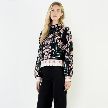 Myla High Neck Floral Sweater