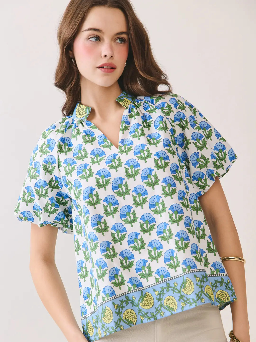Floral Print Bubble Sleeve Top (More Colors)