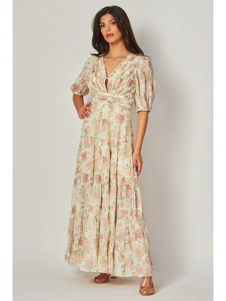Floral Pleated Maxi Dress