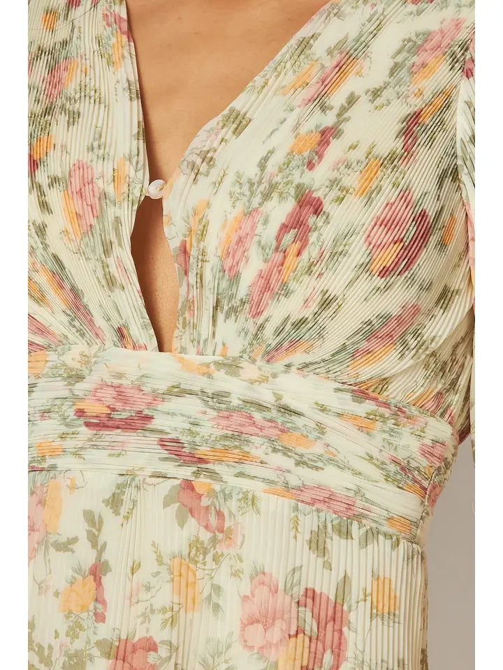 Floral Pleated Maxi Dress