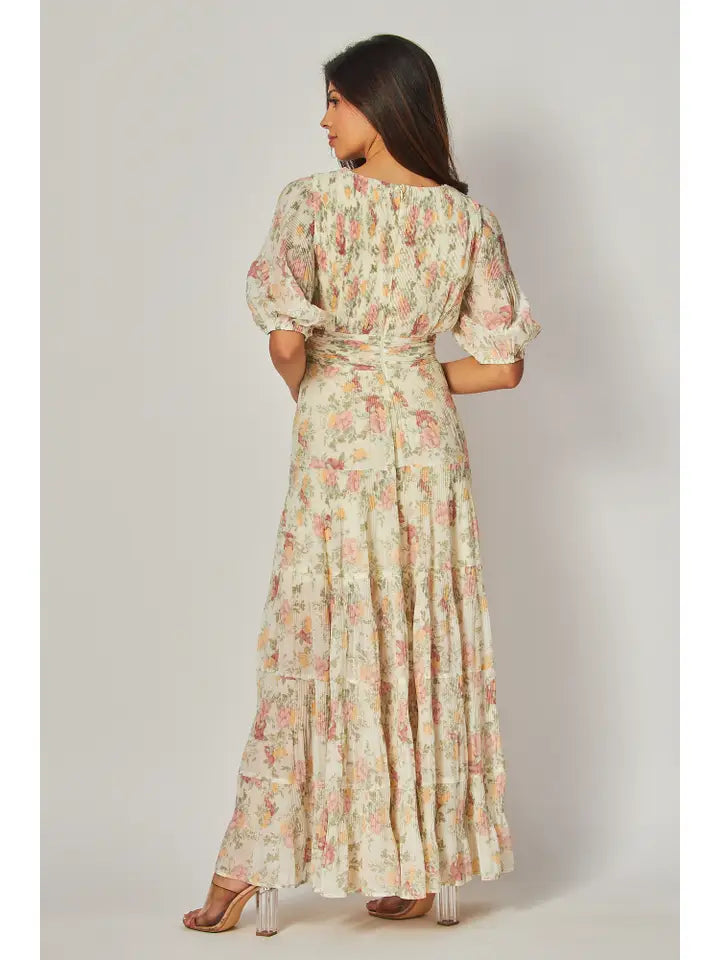 Floral Pleated Maxi Dress