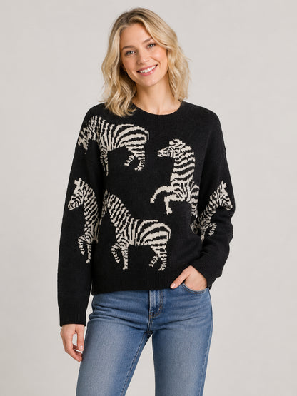 Zebra Crewneck Sweater
