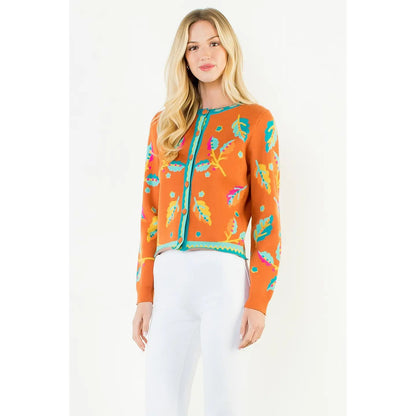 Lena Collarless Cardigan Sweater