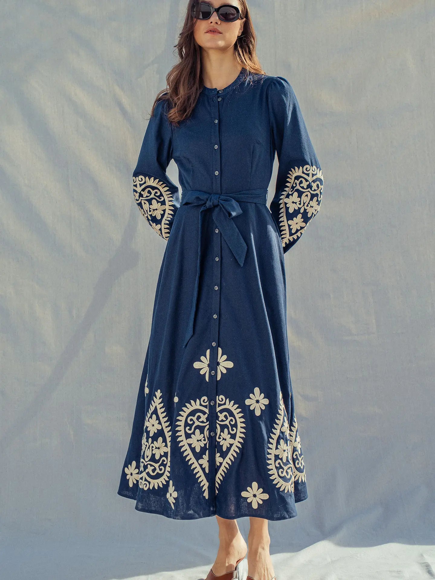 Paisley Embroidered Maxi Dress