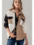Colorblock Corduroy Shacket