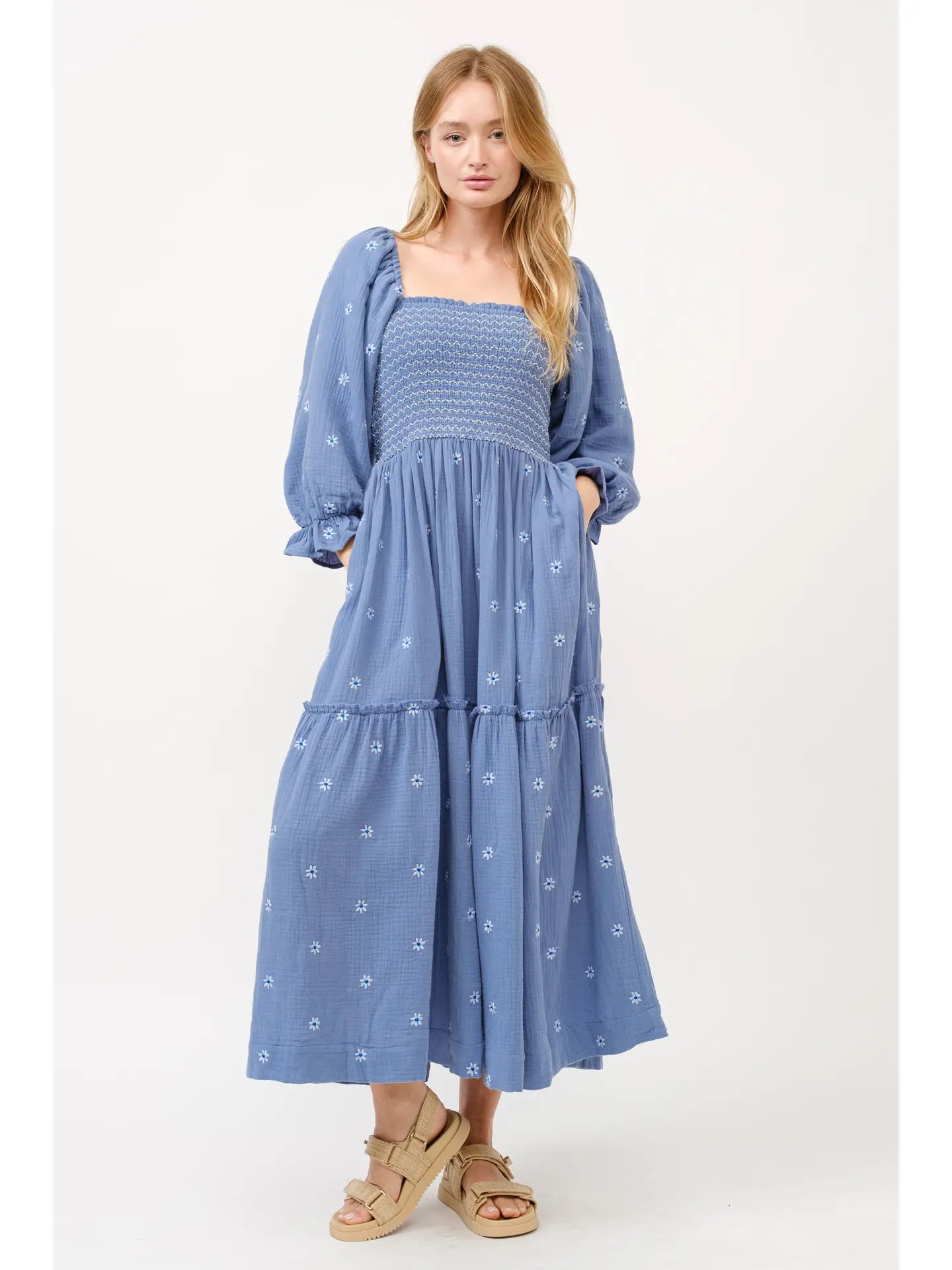 Flower Smocked Maxi ~SALE $43.20~