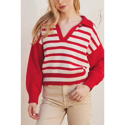 Solid And Striped Collared Sweater~SALE $32.80~