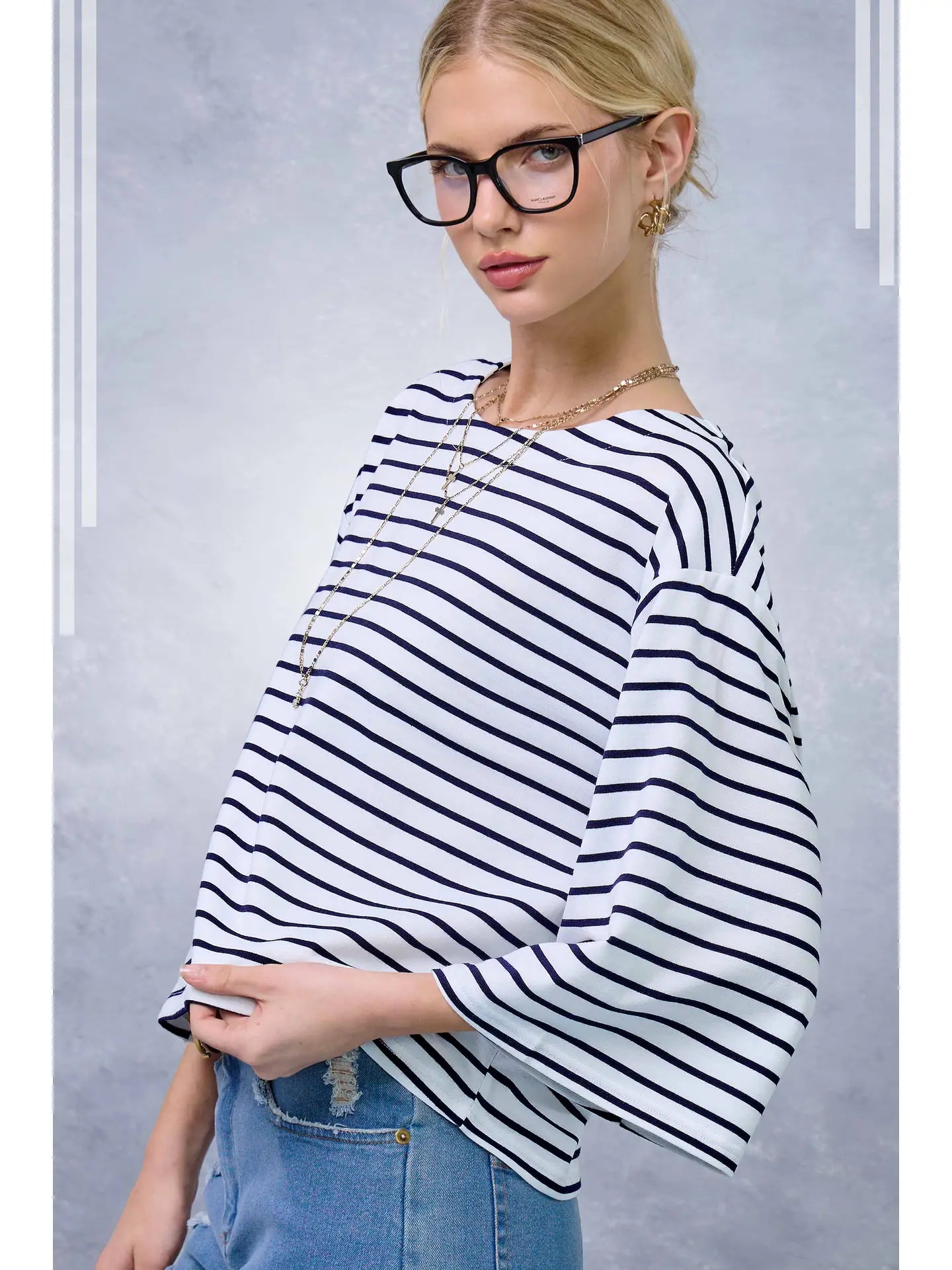 Bell Sleeve Striped Top