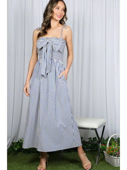 Bow Accent Striped Dress