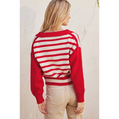 Solid And Striped Collared Sweater~SALE $32.80~