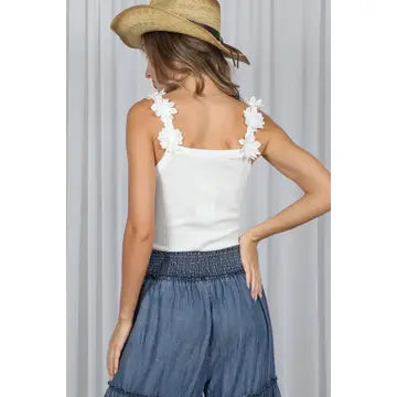 Flower Accent Tank Top