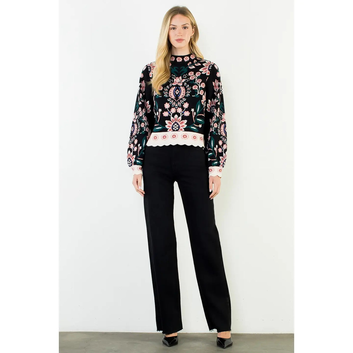 Myla High Neck Floral Sweater
