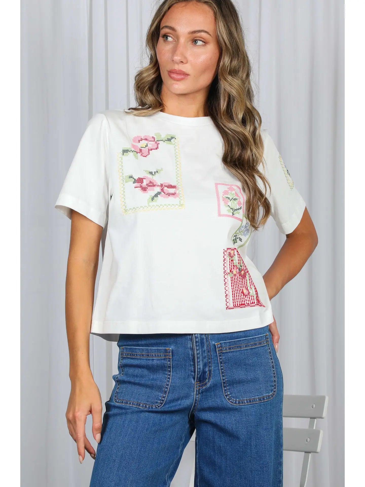 Cross Stitched Embroidered Top