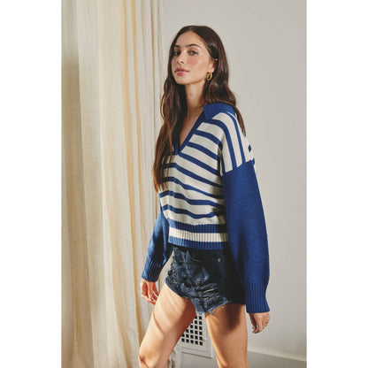 Solid And Striped Collared Sweater~SALE $32.80~