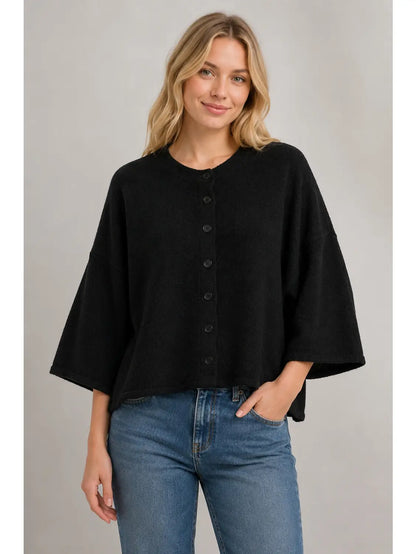 Brushed Knit Cape Cardigan