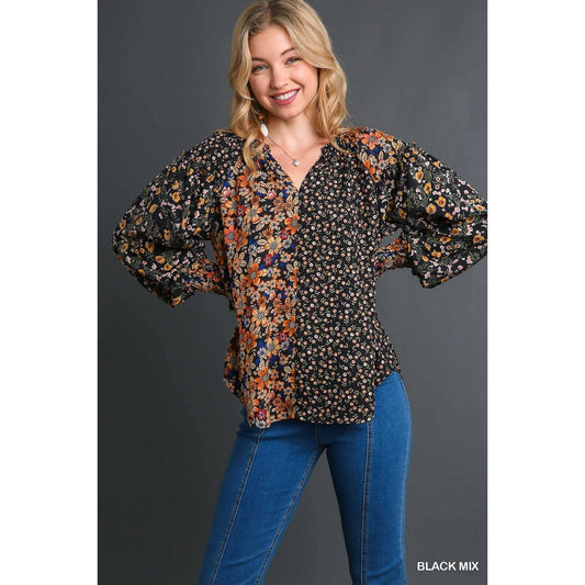 Mixed Flower Print Top ~SALE $31.20~