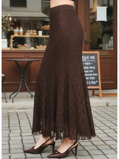 Floral Stretch Lace Maxi Skirt